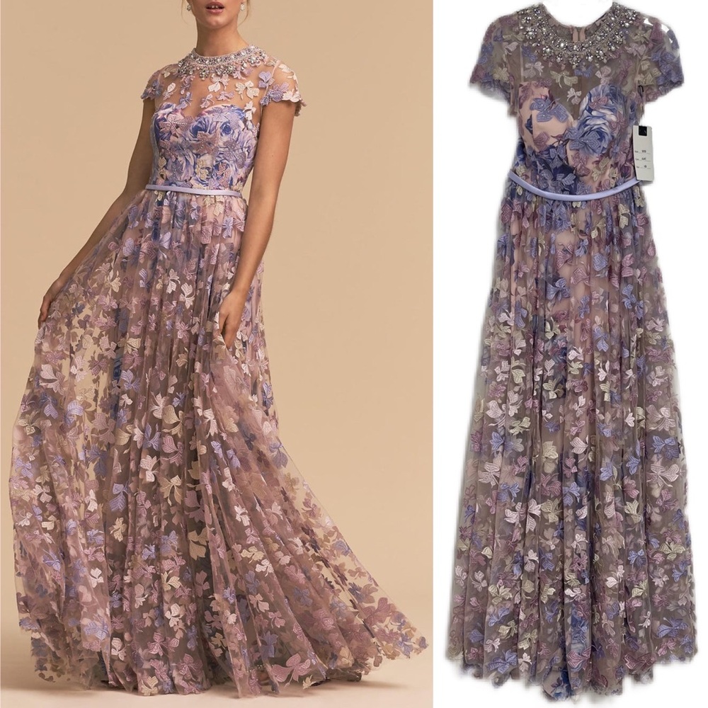 $798 Mac Duggal 10 NEW Formal Gown Sweetheart Neckline Floral Prom Padded Lilac